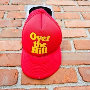 VTG Novelty “Over the Hill” Red Trucker Hat | Snapback | Mesh Back | O/S Fit